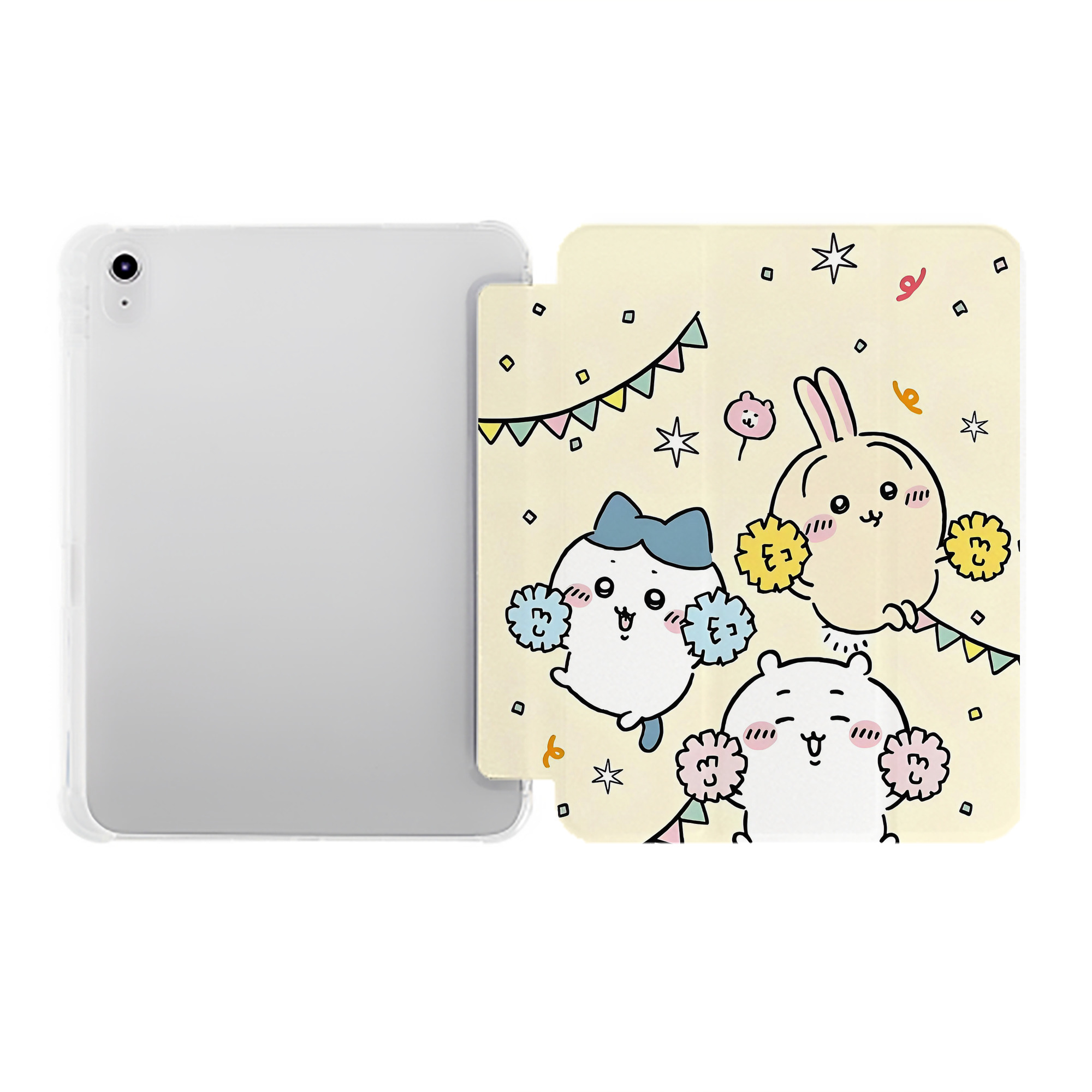 （画像用） ちいかわ Chii-kawa IPad ケース ペン収納付き 三つ折りスタンド PUレザー×シリコン 対応機種9.5/10.5/10.9インチ